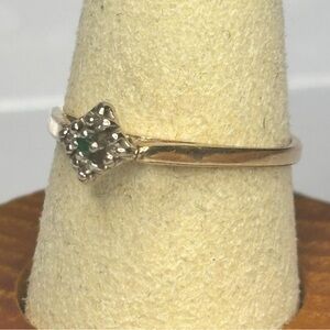 Elegant Gold and Silver Ring with Green Stone